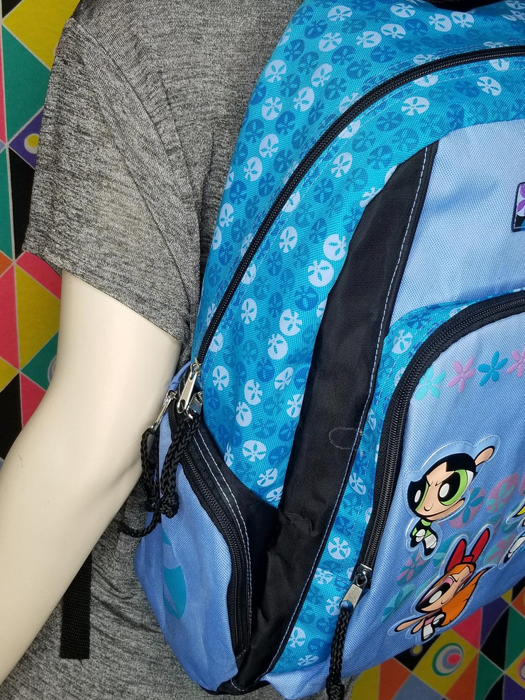 Vintage POWERPUFF GIRLS Blue Full Size Backpack Bag Cartoon