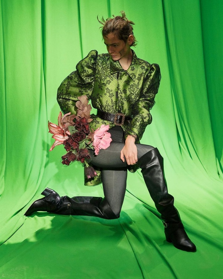 emma corrin knee high boots