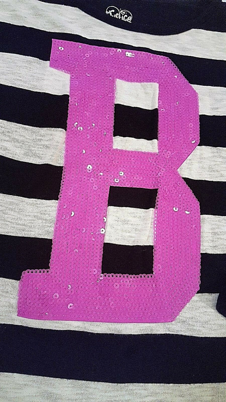 Girls JUSTICE 10 12 Initial Letter B Sequin Long Sleeve SHIRT TOP Fall Winter