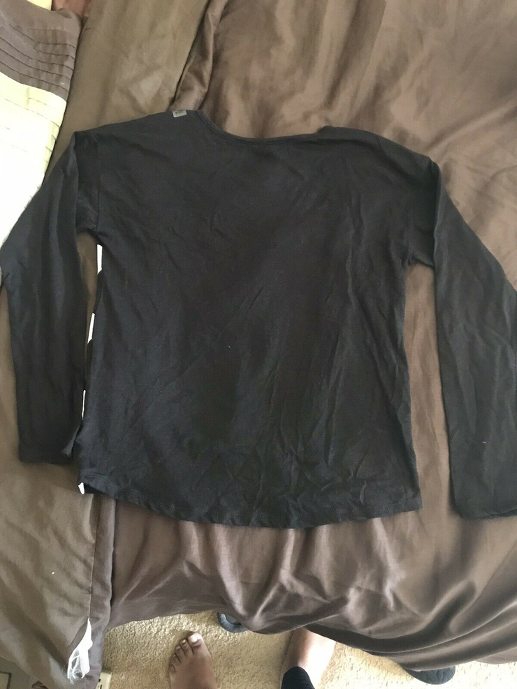 Justice Girl’s Sz 12/14 Initial R Shirt Top Black/white Green Sequined