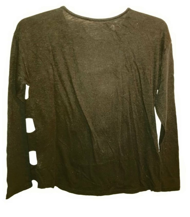 Justice Girls T-Shirt Black Polka Dot Sequin Long Sleeve Scoop Neck Tee 12-14