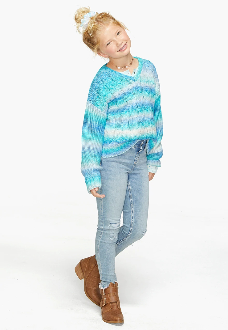 Ombre Cable Knit Girls Sweater | Justice
