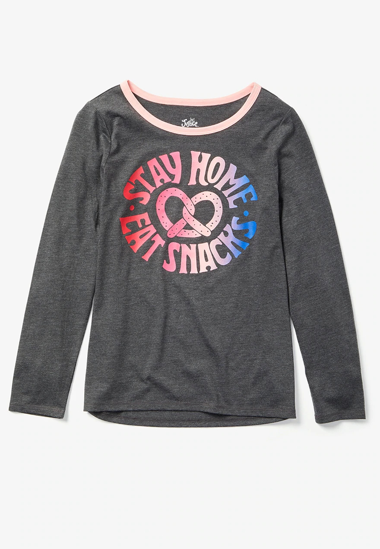 Graphic Long Sleeve Girls Ringer Tee | Justice