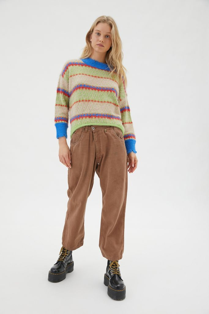 UO Garnet Fuzzy Fair Isle Sweater