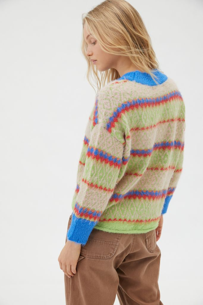 UO Garnet Fuzzy Fair Isle Sweater