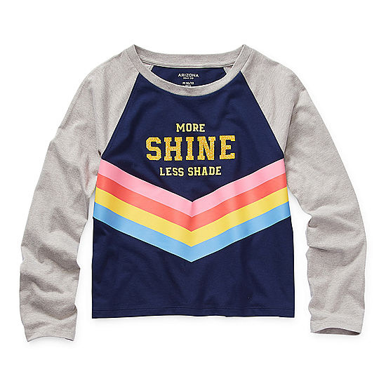 Arizona Little & Big Girls Round Neck Long Sleeve Graphic T-Shirt - JCPenney
