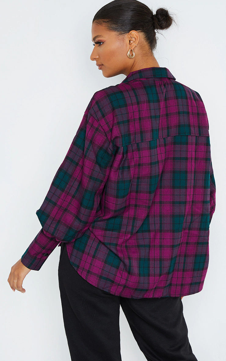 Maroon Checked Oversized Shirt