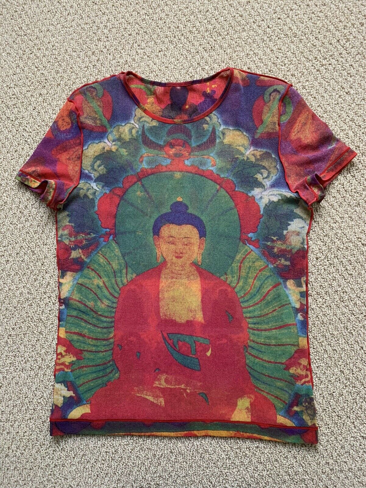 Vintage VIVIENNE TAM mesh short sleeve BUDDHA top tee - size ?