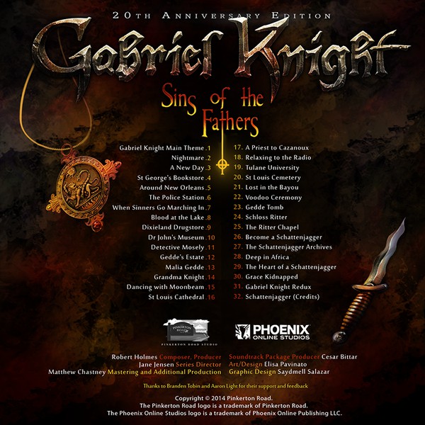 Gabriel Knight Sins of the Fathers 20th Anniversary Edition Original Soundtrack