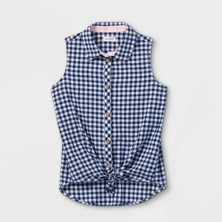 Girls' Sleeveless Button-Down Shirt - Cat & Jack™ : Target