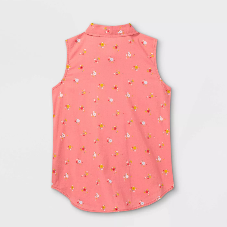 Girls' Sleeveless Button-Down Shirt - Cat & Jack™ : Target