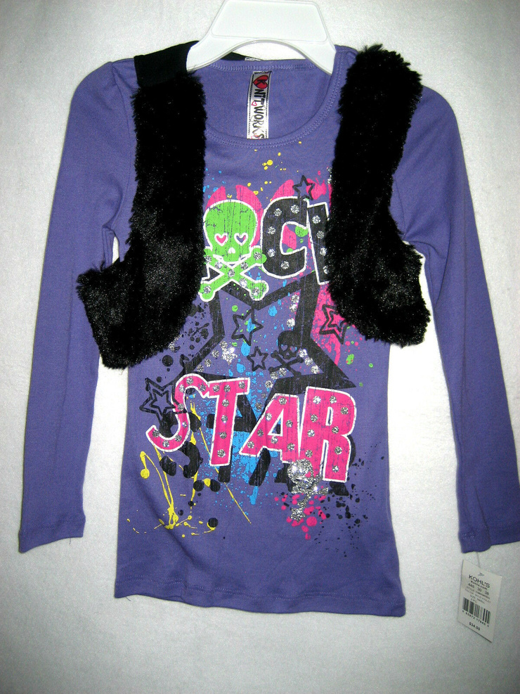 Girls Knitworks Long Sleeve Knit Top with Attached Vest - Size Large - NWT | eBay