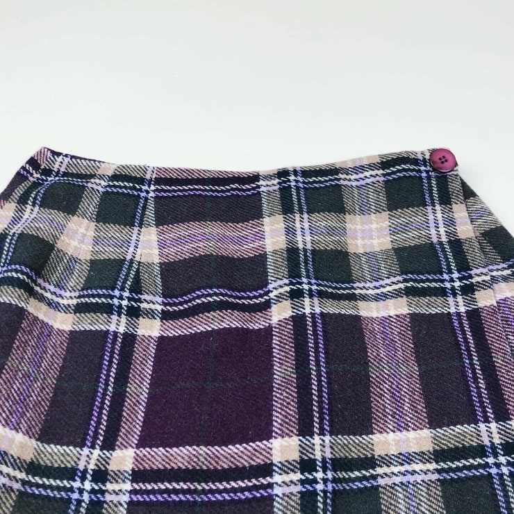 Vintage 90s Plaid Skirt Purple Clueless UNIF Punk Grunge Small 26”