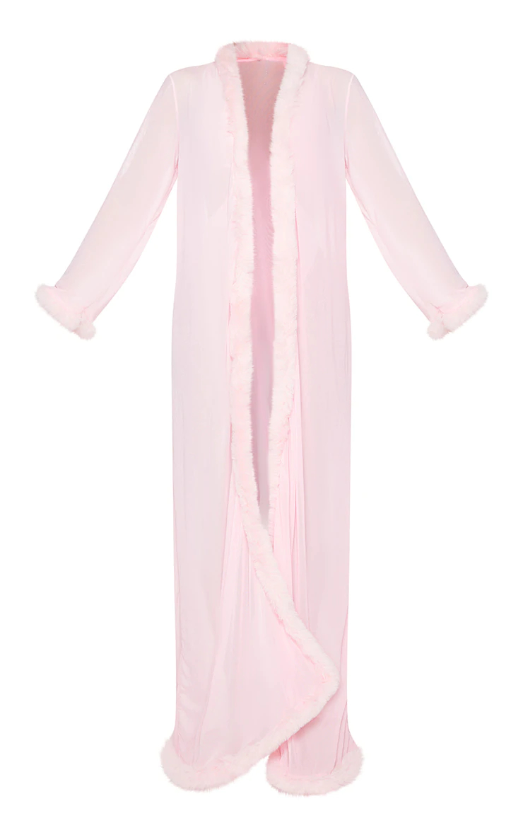 long mesh robe with fur
