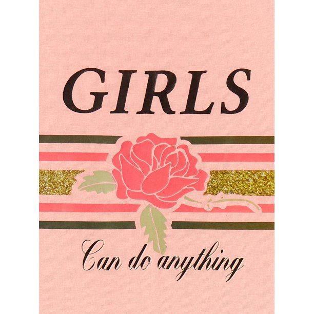 Pink Velvet Girls' Tie-Front & Fashion Sleeve Graphic T-Shirts, 2-Pack, Sizes 4-16