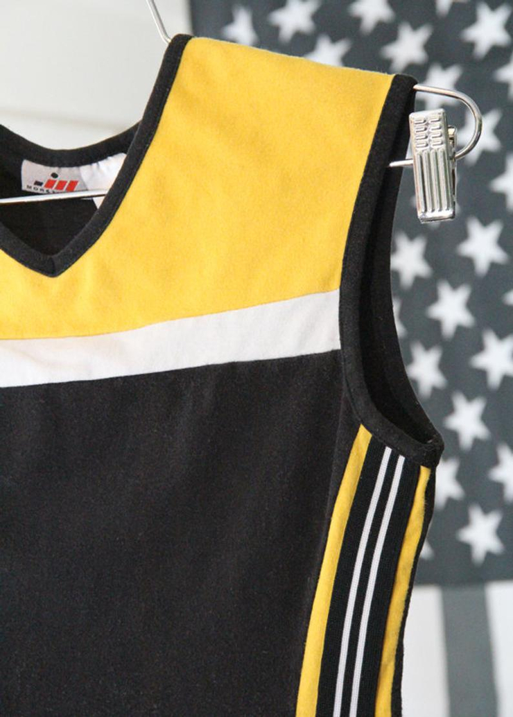 Yellow and Black 90s Stretchy Sporty Athletic Top