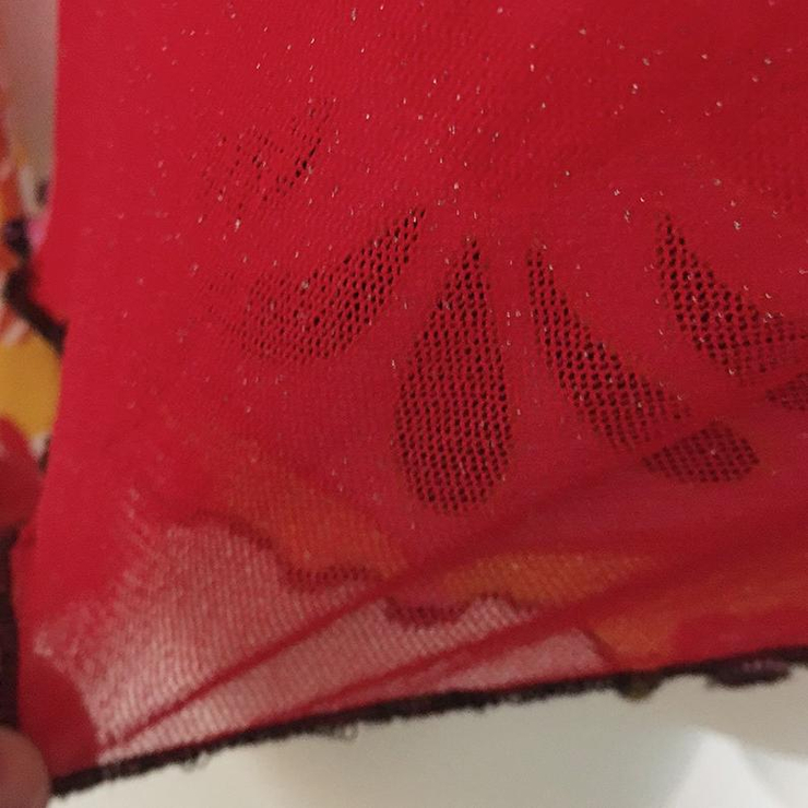 Vintage 1990s bold graphic floral cotton and red mesh long