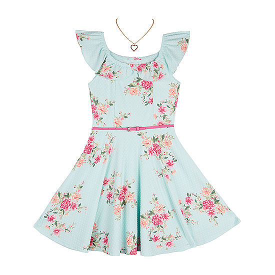Knit Works Girls Belted Sleeveless Fit & Flare Dress