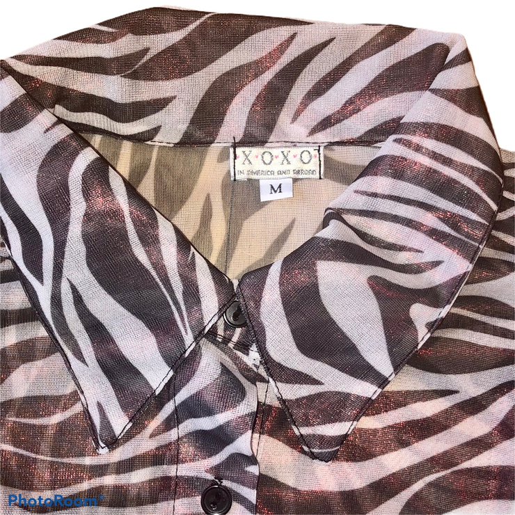 Vintage XOXO Shimmery Zebra Stripe Blouse -...