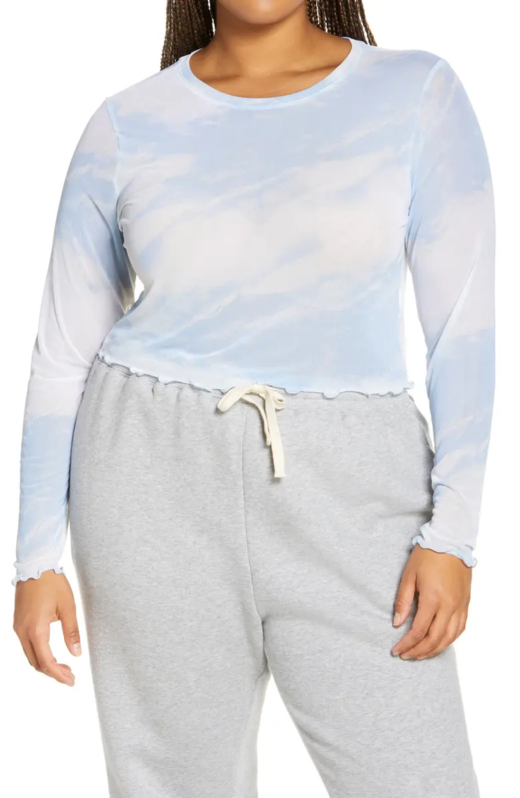 Print Mesh Long Sleeve Top | Nordstrom