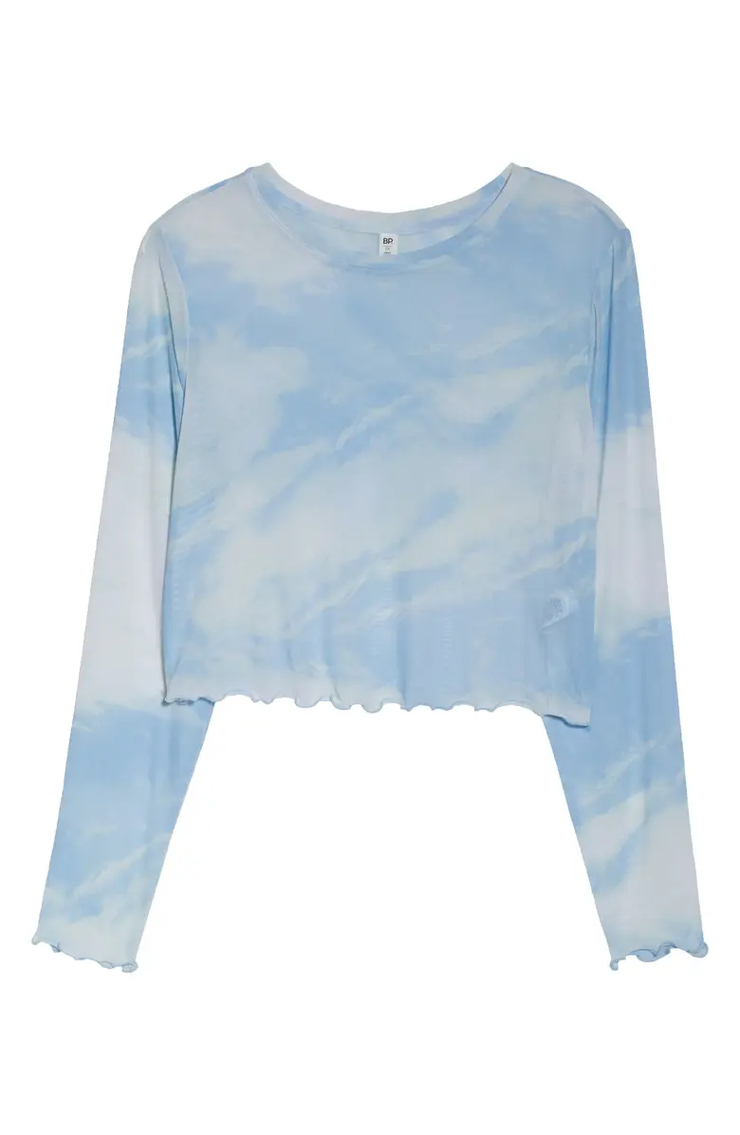 Print Mesh Long Sleeve Top | Nordstrom