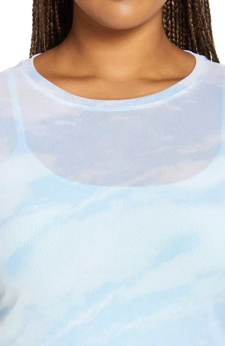 Print Mesh Long Sleeve Top | Nordstrom