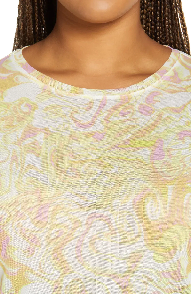 Print Mesh Long Sleeve Top | Nordstrom