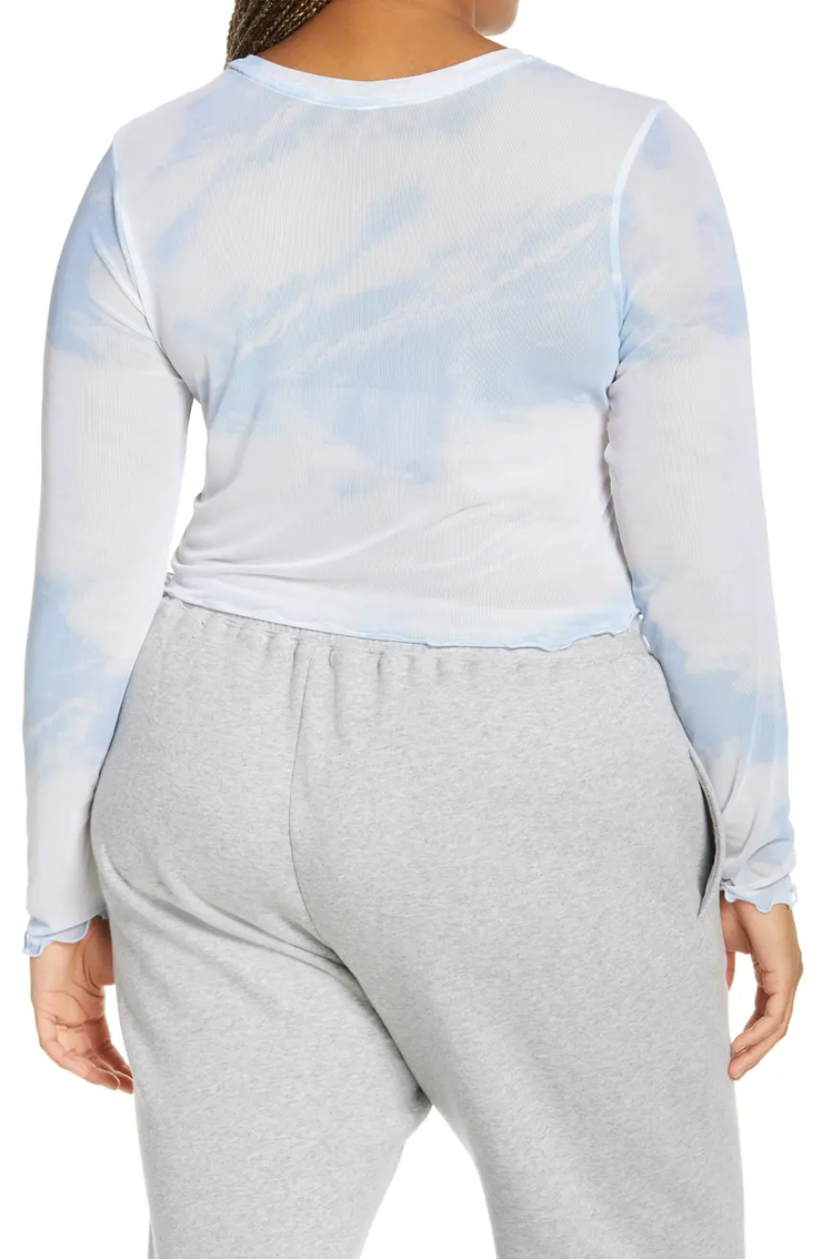 Print Mesh Long Sleeve Top | Nordstrom