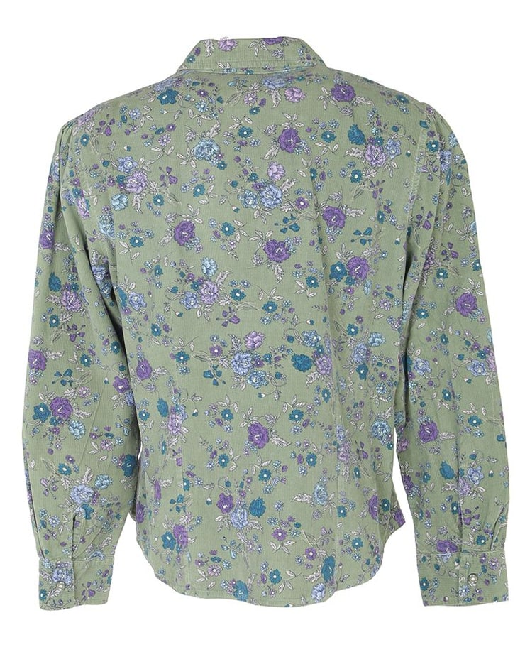 90s Green Floral Corduroy Shirt
