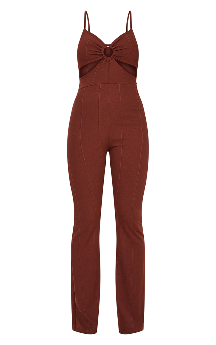 Chocolate Ring Detail Strappy Bandage Jumpsuit