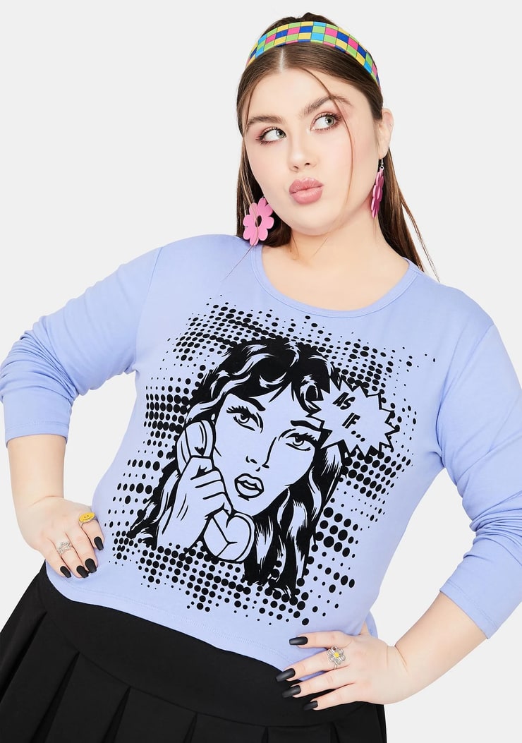 Plus Size Delia's As If Pop Art Comic Graphic Tee - Blue | Dolls Kill