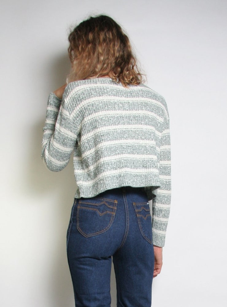 Picture of Vintage 90s does 70s Ribbed Striped Sweater Cropped Sweater