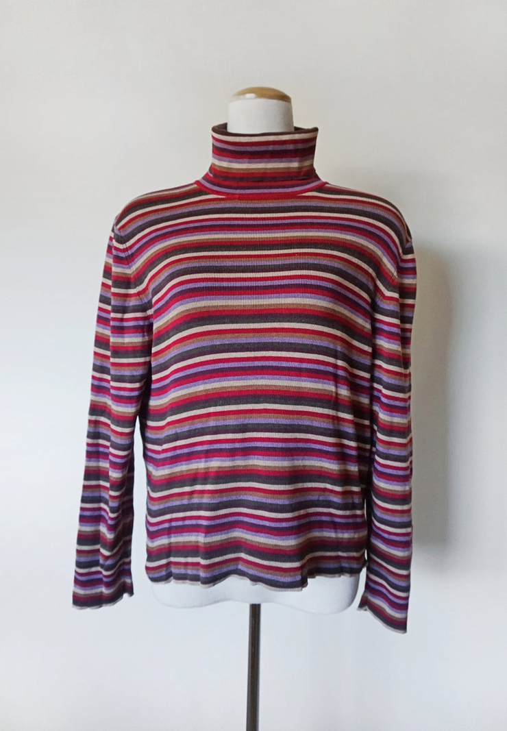 90s Striped Jumper with Roll-Neck  Eddie Bauer Sweater