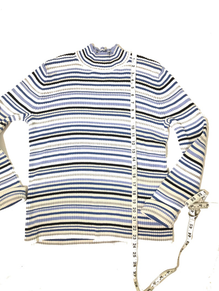 Vintage 90s blue white striped turtleneck sweater