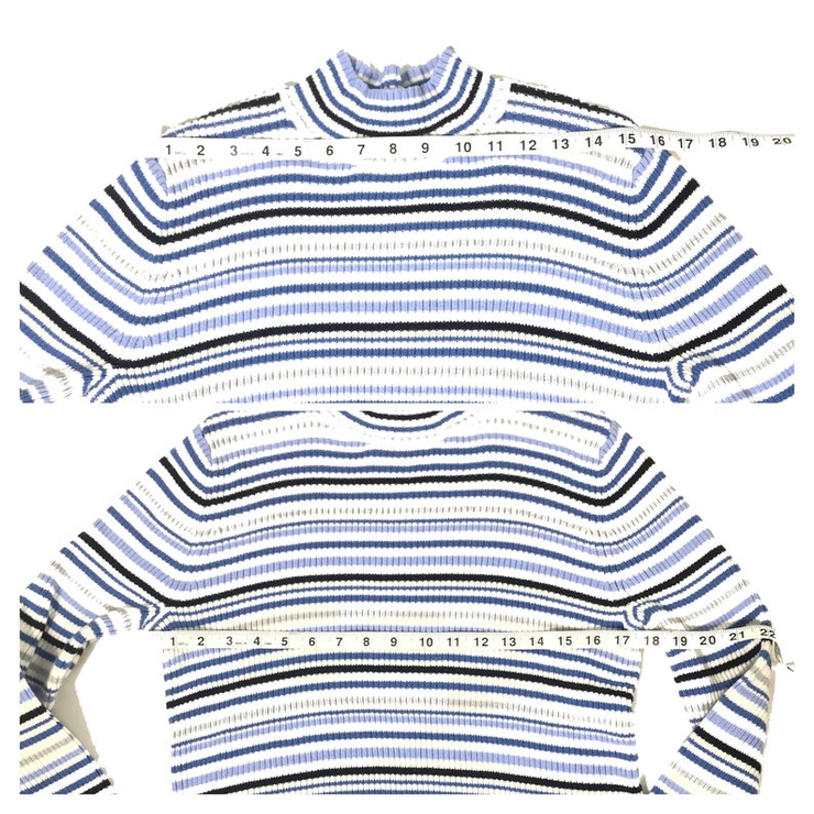 Vintage 90s blue white striped turtleneck sweater