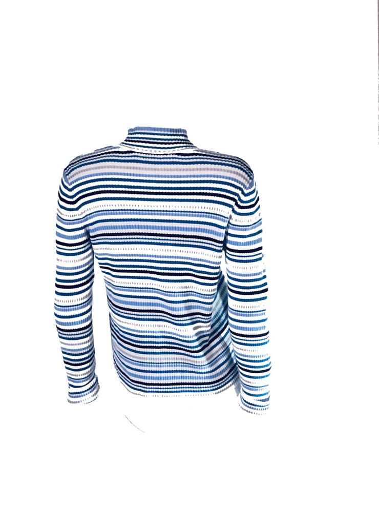 Vintage 90s blue white striped turtleneck sweater