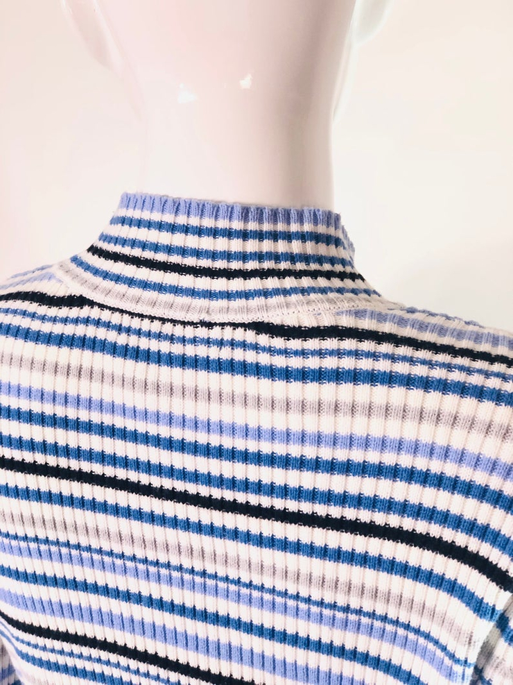 Vintage 90s blue white striped turtleneck sweater