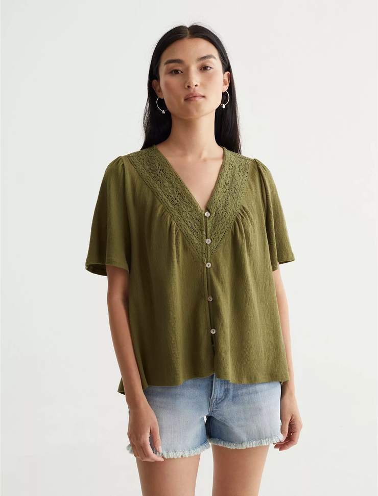 SHORT SLEEVE EMBROIDERED BOHO BLOUSE
