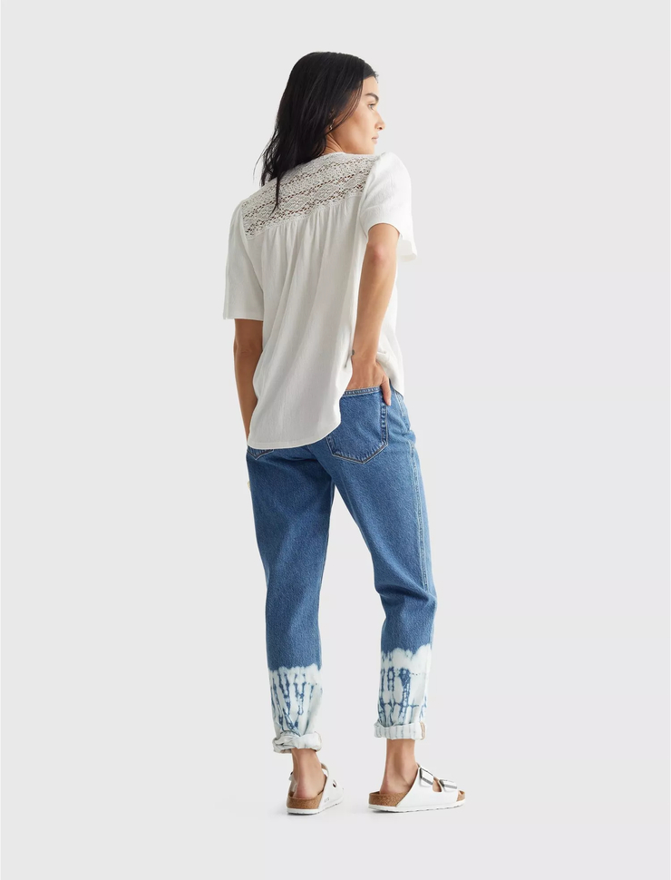 SHORT SLEEVE EMBROIDERED BOHO BLOUSE