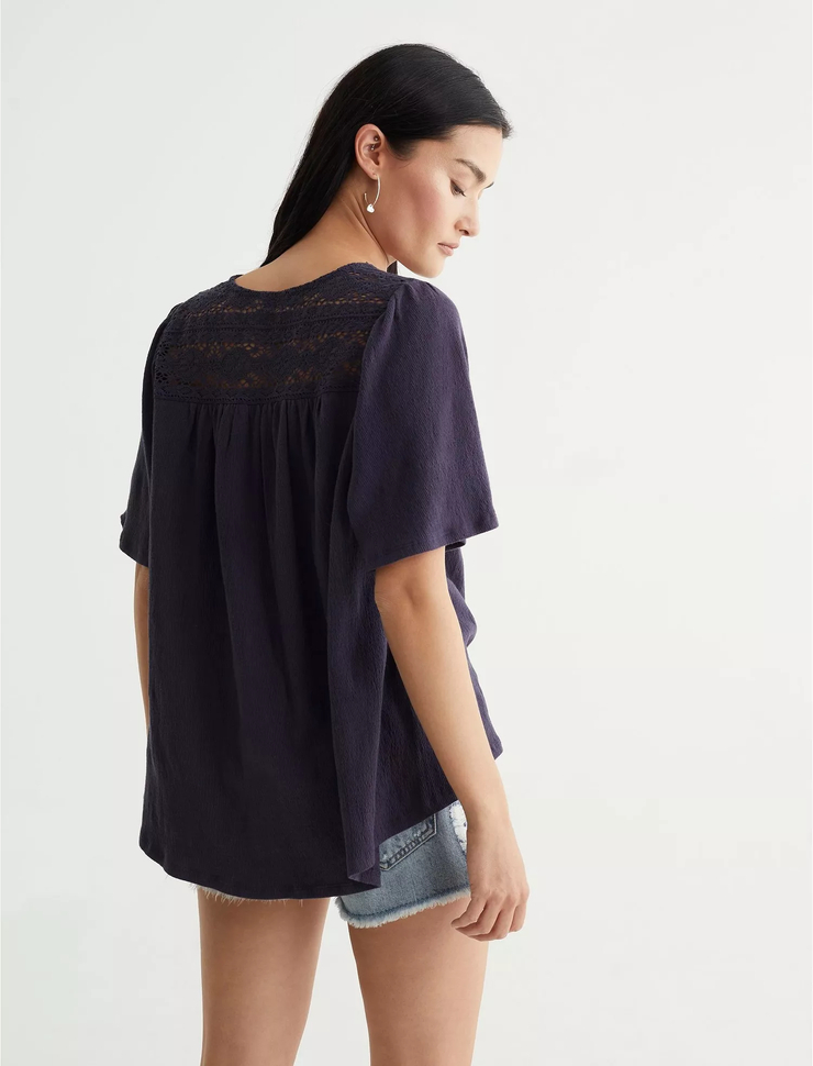 SHORT SLEEVE EMBROIDERED BOHO BLOUSE