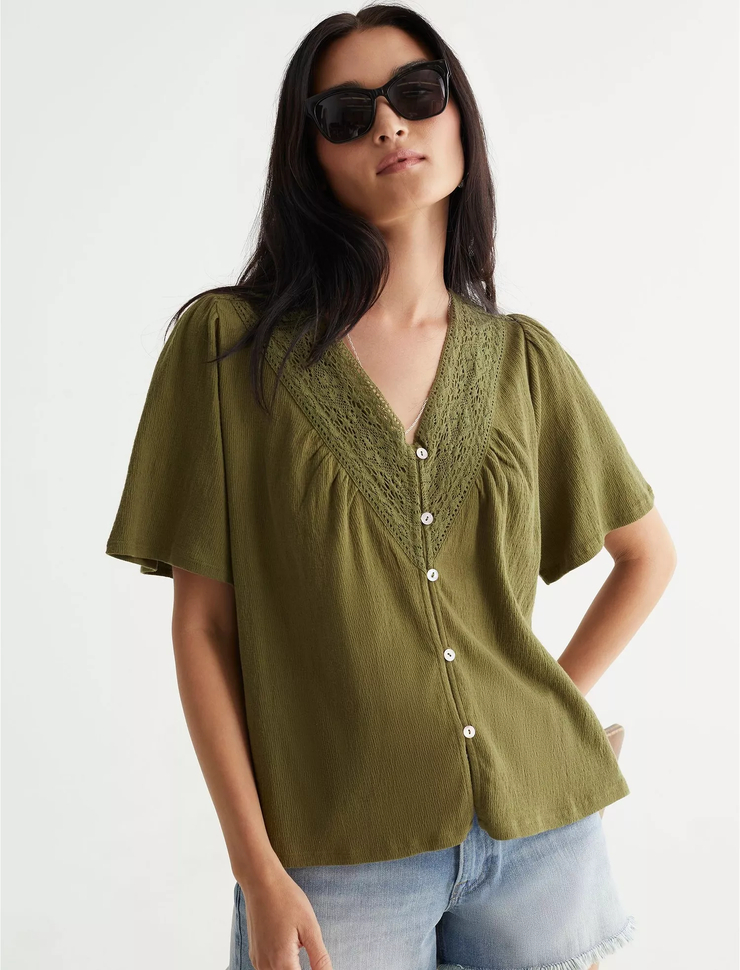 SHORT SLEEVE EMBROIDERED BOHO BLOUSE