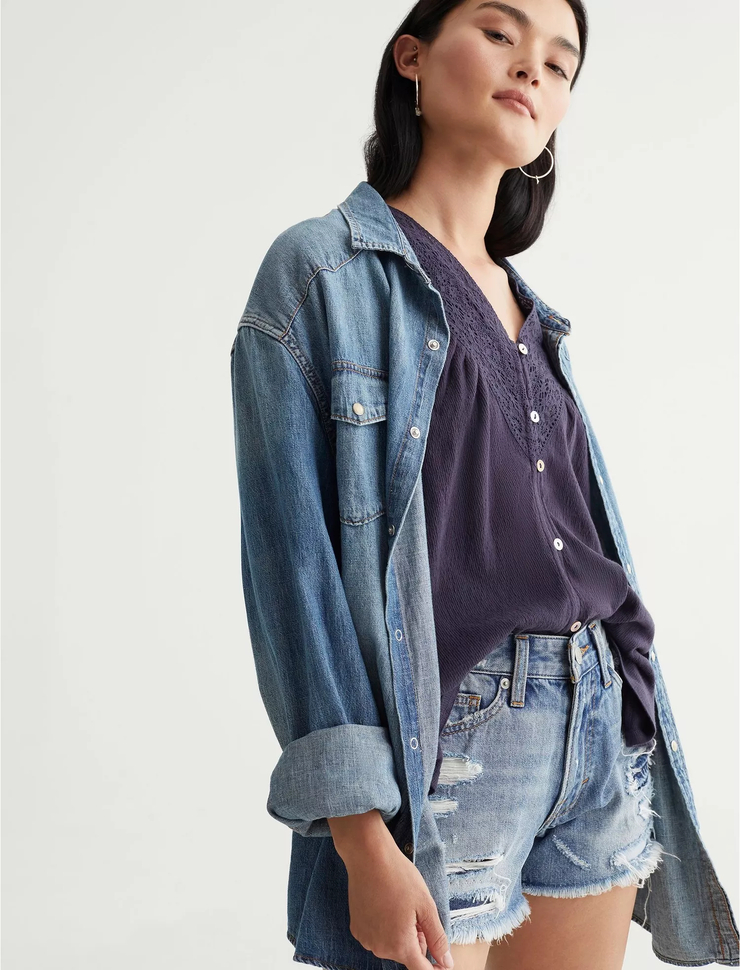 SHORT SLEEVE EMBROIDERED BOHO BLOUSE
