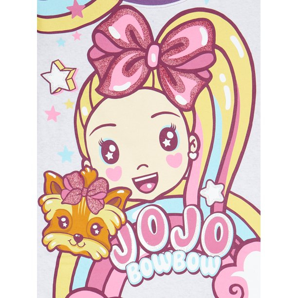 Nickelodeon JoJo Siwa and BowBow Girls Glitter Graphic T-Shirt, Sizes 4-16