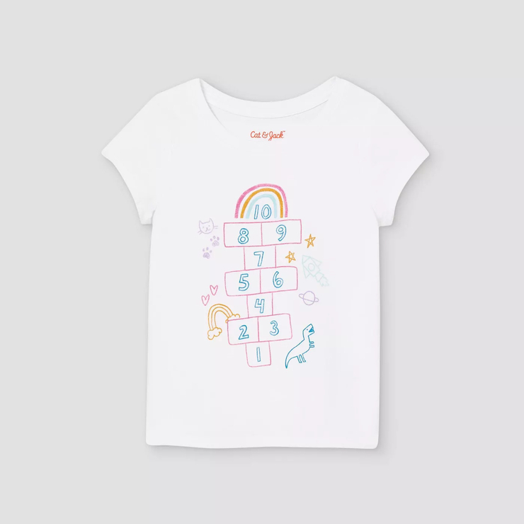 Toddler Girls' Hopscotch Short Sleeve Graphic T-Shirt - Cat & Jack™ White