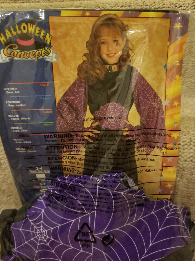 Rubies Girls Size 8-10 Witch Of The Webs Halloween Costume Age 5-7 Spider Web
