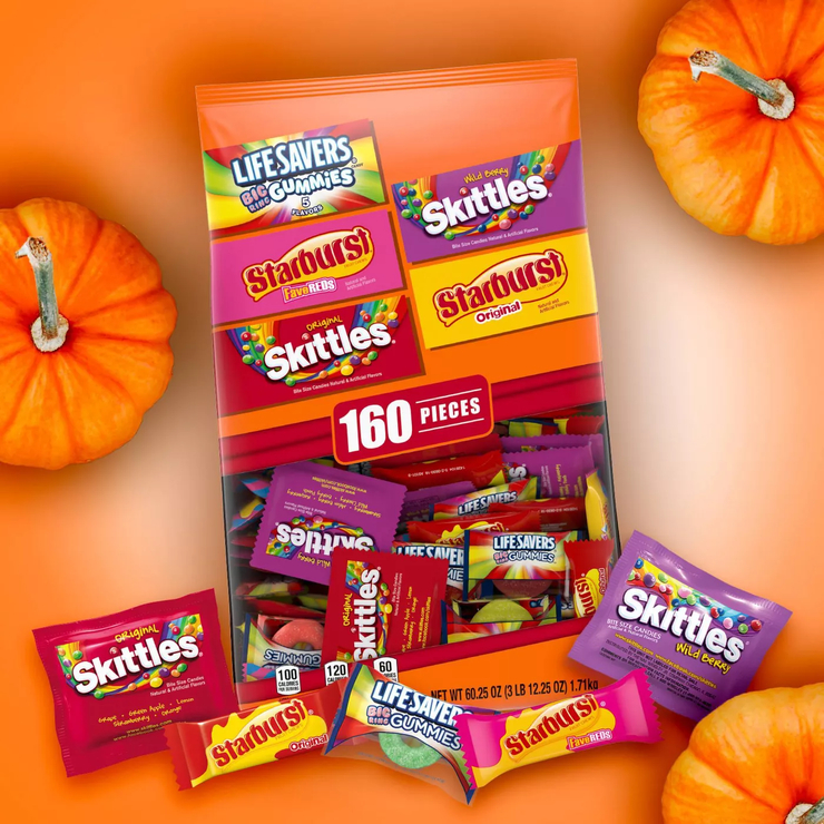 Skittles, Starburst, LifeSavers Halloween Fun Size Candy Variety Pack - 60.25oz/160ct
