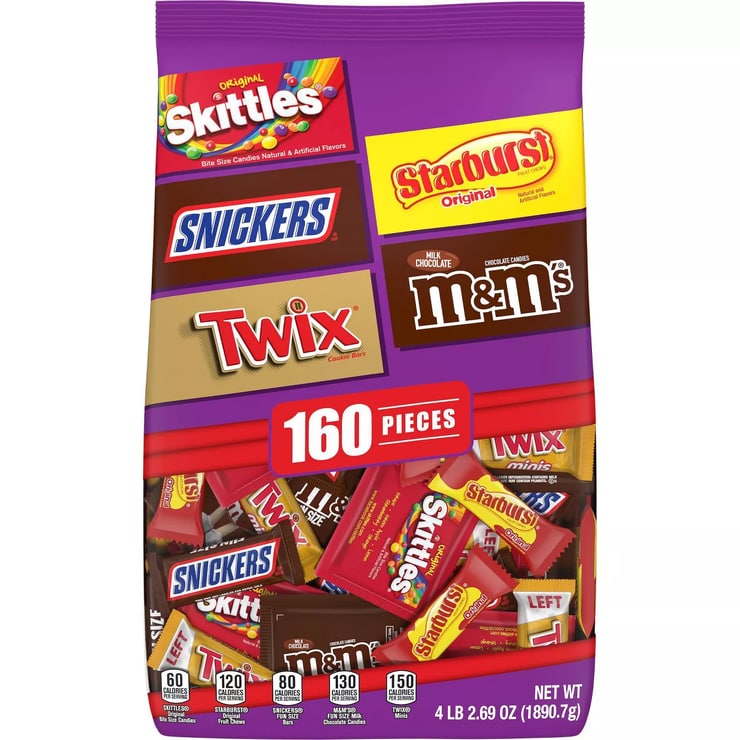 Skittles, Starburst, Snickers, Twix, M&Ms Halloween Candy Variety Pack Fun Size - 67.09oz/160ct