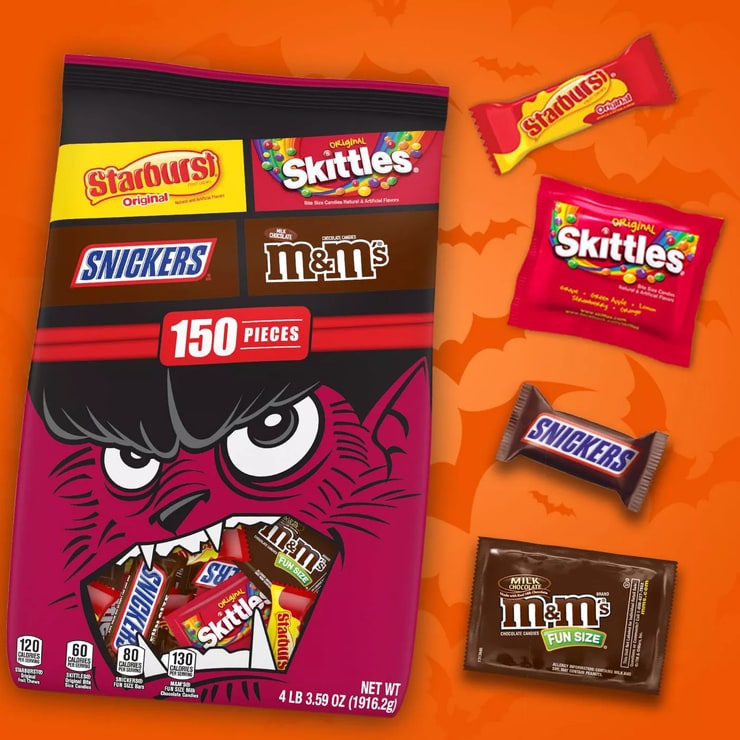 Starburst, Snickers, Skittles, M&M's Halloween Fun Size Candy Variety Pack - 67.59oz/150ct