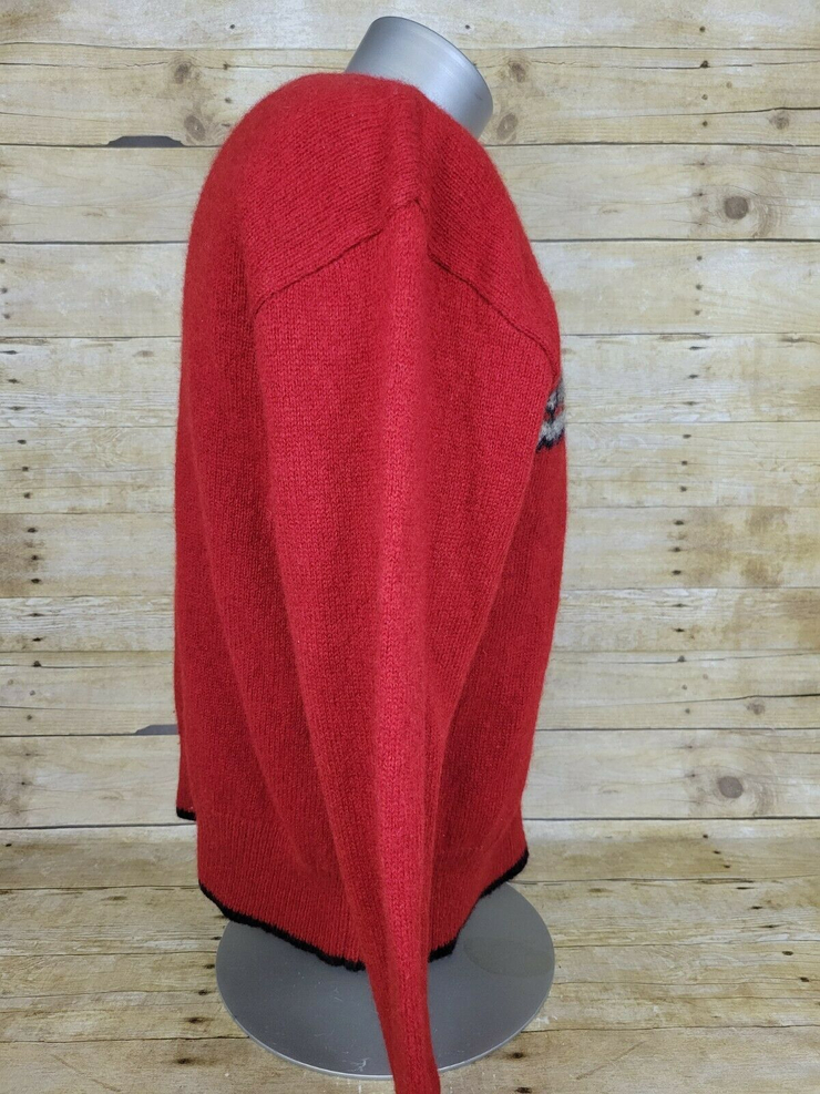 Vtg Abercrombie & Fitch Red Wool Sweater Mens XL Striped V-Neck Pullover Outdoor