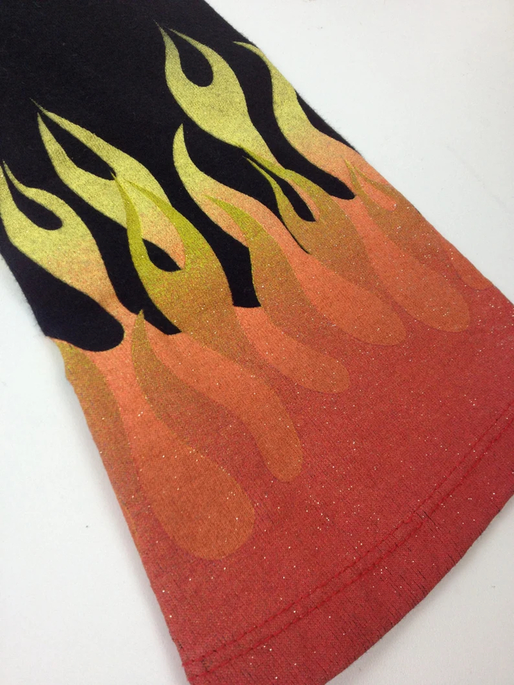 90's Tribal Cyber Flame Butterfly Sleeve Long Sleeve Top // M
